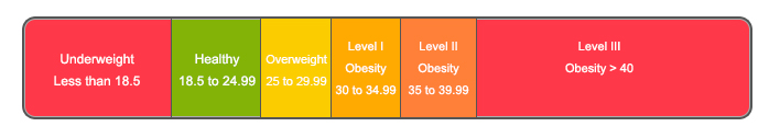 BMI healthy ranges